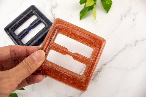 Navy and Orange Sparkle Large Resin Buckles